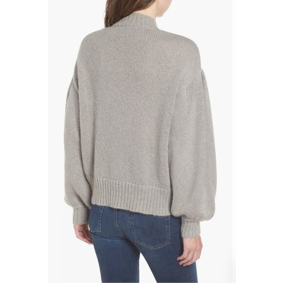 AG Amari Bishop Sleeve Crop Sweater in Net Grey Size L - Picture 2 of 11